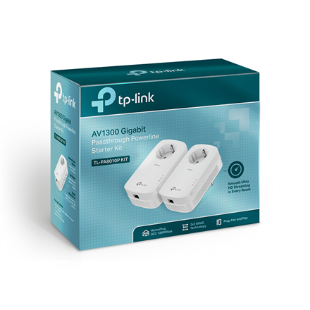 TP-LINK AV1300 Gigabit Passthrough Powerline Starter Kit TL-PA8010P KIT 1300 Mbit/s