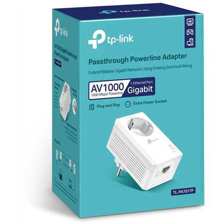 TP-LINK AV1000 Gigabit Passthrough Powerline Adapter TL-PA7017P 1000 Mbit/s Ethernet LAN (RJ-45) por