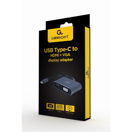 Cablexpert USB Type-C to HDMI and VGA display adapter A-USB3C-HDMIVGA-01 0.15 m