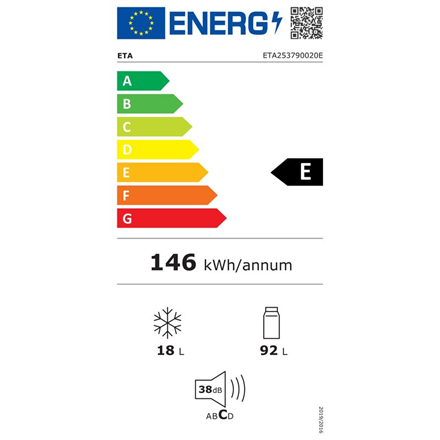 ETA | Refrigerator | ETA253790020E | Energy efficiency class E | Free standing | Larder | Height 90 