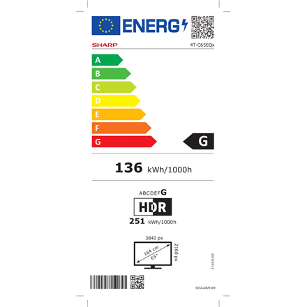 Sharp 65EQ3EA 65" (164cm) Quantum Dot 4K Ultra HD Smart Android TV
