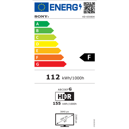 Sony KD65X80K 65" (164cm) 4K Ultra HD Smart Google LED TV