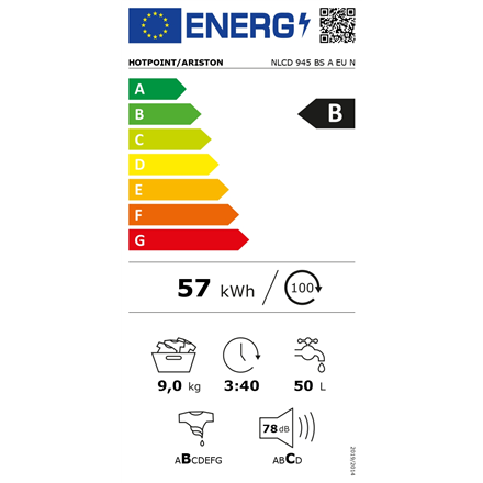 Hotpoint Washing machine NLCD 945 BS A EU N Energy efficiency class B