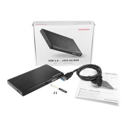 AXAGON | A compact aluminum USB 3.2 Gen 1 - SATA 6G external box designed for 2.5" SSD/HDD