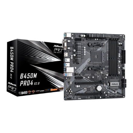 ASRock B450M PRO4 R2.0 | Processor family AMD | Processor socket AM4 | DDR4 | Supported hard disk dr