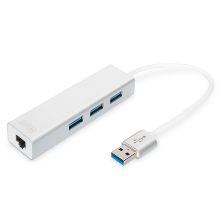 Digitus 3-port USB Hub and Gigabit LAN adapter 	DA-70250-1