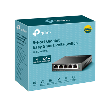 TP-LINK 5-Port Gigabit Easy Smart Switch with 4-Port PoE+ TL-SG105MPE Managed L2