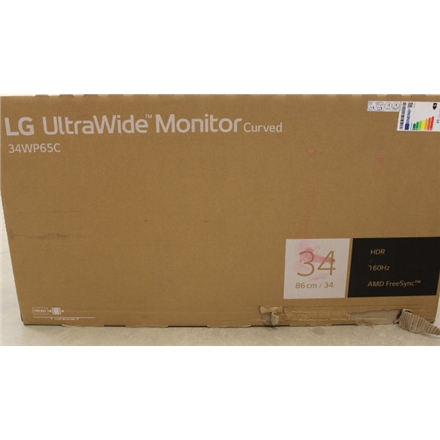 SALE OUT. LG 34WP65CP-B 34" curved UltraWide VA/ 3440 x 1440/21:9/5ms/300cd/HDMI/Headset output/Blac