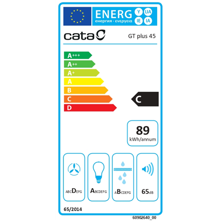 CATA Hood GT-PLUS 45 X/M Canopy Energy efficiency class C Width 60 cm 645 m³/h Mechanical control L