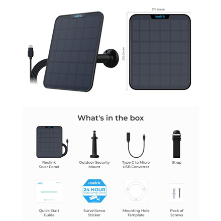 Reolink Solar charger for video cameras Solar Panel 2 IP65
