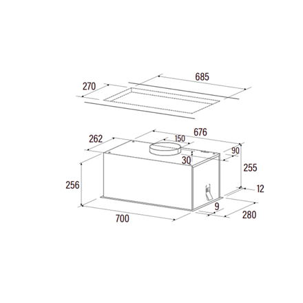 CATA Hood GPL 75 X Canopy Energy efficiency class B Width 70 cm 645 m³/h Touch LED Stainless Steel