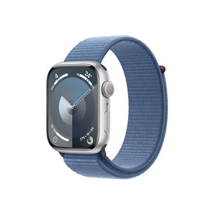 Apple Watch Series 9 GPS 45mm Silver Aluminium Case with Winter Blue Sport Loop