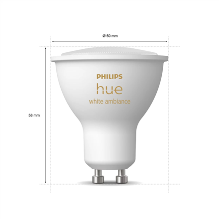 Philips Hue WA 5W GU10 3pcs pack GU10  5 W Warm to cool white 2200-6500K Bluetooth and Zigbee