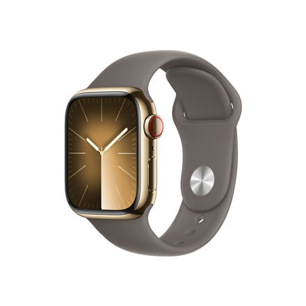 Apple Watch Series 9 GPS + Cellular 41mm Gold Stainless Steel Case with Clay Sport Band - S/M Apple