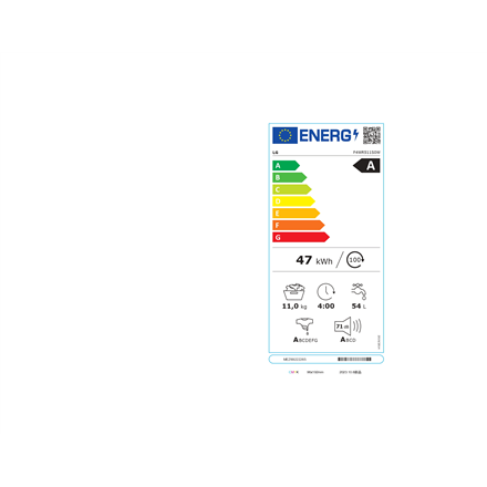 LG Washing Machine F4WR511S0W Energy efficiency class A - 10% Front loading Washing capacity 11 kg 1