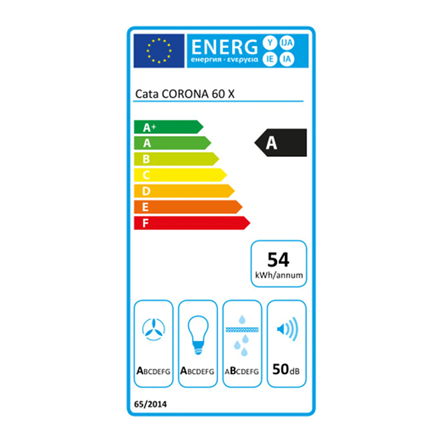 CATA Hood CORONA X 60/B Canopy Energy efficiency class A Width 59.5 cm 850 m³/h Electronic LED Stai