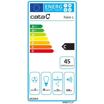 CATA Hood F-2060 BK /L Conventional Energy efficiency class C Width 60 cm 311 m³/h Mechanical LED B