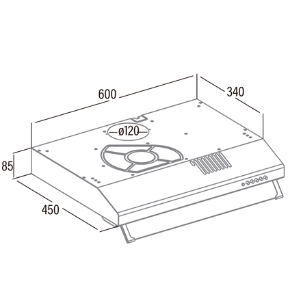 CATA Hood LF-2060 X/L Telescopic Energy efficiency class C Width 60 cm 195 m³/h Mechanical LED Stai