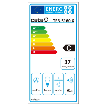 CATA Hood TFB-5160 X Telescopic Energy efficiency class C Width 59.5 cm 300 m³/h Mechanical CSLED S