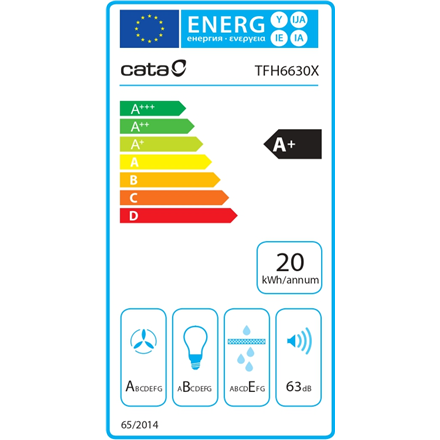 CATA Hood TFH 6630 X /A Telescopic Energy efficiency class A+ Width 60 cm 605 m³/h Touch Control LE