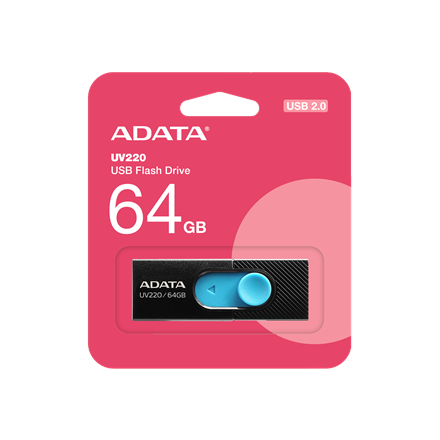 ADATA USB Flash Drive UV220 64 GB USB 2.0 Black/Blue