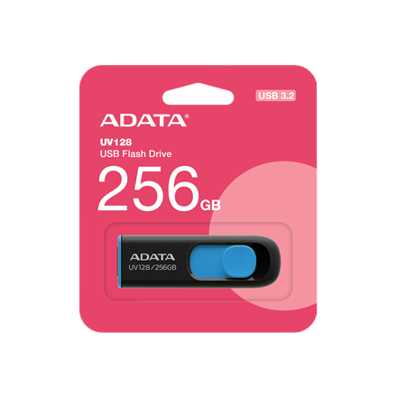 ADATA USB Flash Drive UV128 256 GB USB 3.2 Gen1 Black/Blue