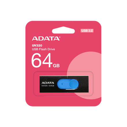 ADATA USB Flash Drive UV320 64 GB USB 3.2 Gen1 Black/Blue