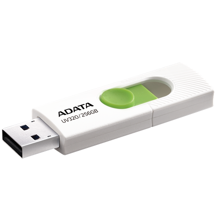ADATA USB Flash Drive UV320 256 GB USB 3.2 Gen1 White/Green