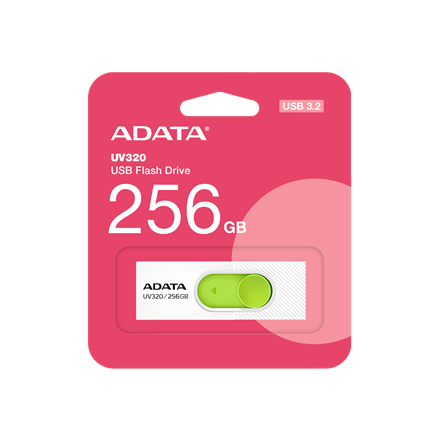 ADATA USB Flash Drive UV320 256 GB USB 3.2 Gen1 White/Green