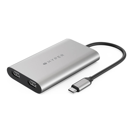 Hyper | HyperDrive Universal USB-C To Dual HDMI Adapter with 100W PD Power Pass-Thru | USB-C to HDMI