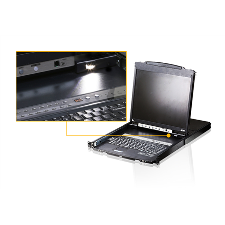 Aten 16-Port PS/2-USB VGA Dual Rail 19" LCD KVM Switch with Daisy-Chain Port and USB Peripheral Supp