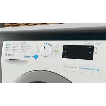 INDESIT | Washing machine with Dryer | BDE 76435 WSV EE | Energy efficiency class B/D | Front loadin