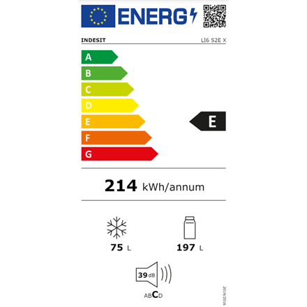 INDESIT | Refrigerator | LI6 S2E X | Energy efficiency class E | Free standing | Combi | Height 158.