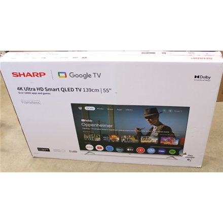 SALE OUT. Sharp 55GP6260E | 55" (139cm) | Smart TV | Google TV | 4K UHD QLED | DAMAGED PACKAGING