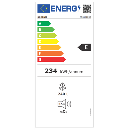 Gorenje | Freezer | FN617EES5 | Energy efficiency class E | Upright | Free standing | Height 172 cm 