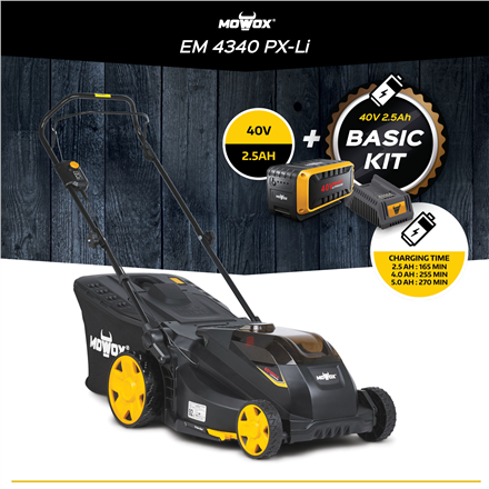 MoWox | 40V Comfort Series Cordless Lawnmower | EM 4340 PX-Li | Mowing Area 350 m² | 2500 mAh | Bat