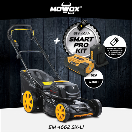 MoWox | 62V Excel Series Cordless Lawnmower | EM 4662 SX-Li | Mowing Area 750 m² | 4000 mAh | Batte