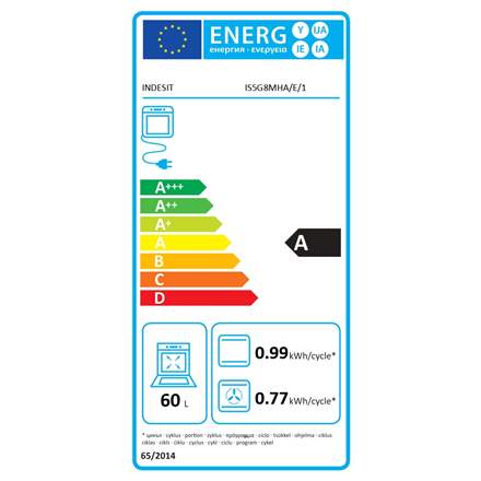 INDESIT Cooker | IS5G8MHA/E/1 | Hob type Gas | Oven type  Electric | Anthracite | Width 50 cm | Gril