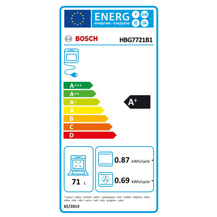 Bosch | Oven | HBG7721B1 | 71 L | Electric | Pyrolysis | Touch | Height 59.5 cm | Width 59.4 cm | Bl