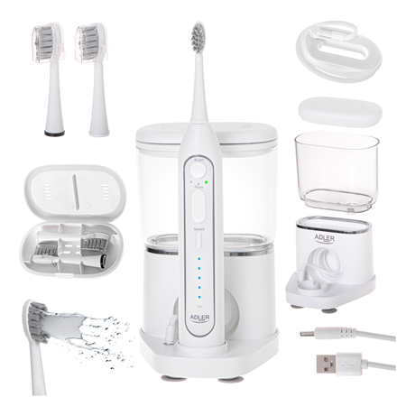 Adler | 2-in-1 Water Flossing Sonic Brush | AD 2180w | Rechargeable | For adults | Number of brush h