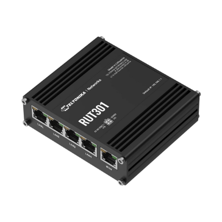 Ethernet Router | RUT301 | No Wi-Fi | 10/100 Mbit/s | Ethernet LAN (RJ-45) ports 5 | Mesh Support No