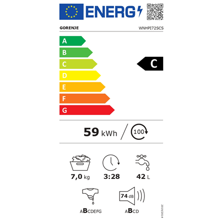 Washing Machine | WNHPI72SCS | Energy efficiency class C | Front loading | Washing capacity 7 kg | 1