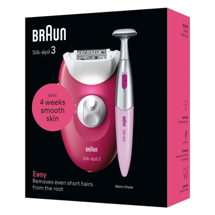 Braun Epilator | SE3-202 Silk épil 3 | Number of power levels 2 | White/Pink