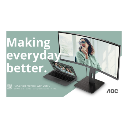 AOC CU34P3CV | 34 " | VA | 21:9 | 100 Hz | 4 ms | 3440 x 1440 pixels | HDMI ports quantity 1