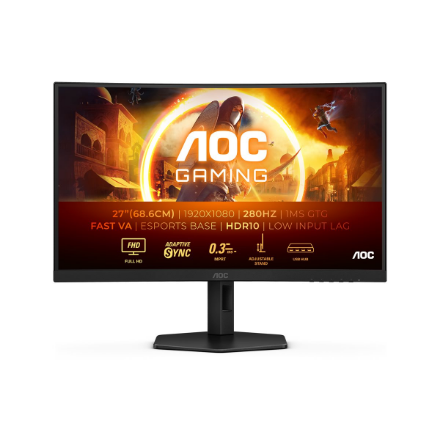 AOC C27G4ZXU | 27 " | VA | FHD | 16:9 | 280 Hz | 1 ms | 1920 x 1080 pixels | 300 cd/m² | HDMI ports