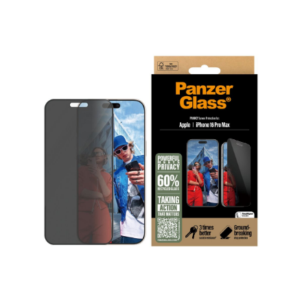 PanzerGlass Screen protector | Apple | iPhone 16 Pro Max | Glass | Black | Ultra-Wide Fit