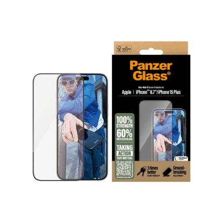 PanzerGlass Screen protector | Apple | iPhone 16 Plus/iPhone 15 Plus | Glass | Transparent | Ultra-W
