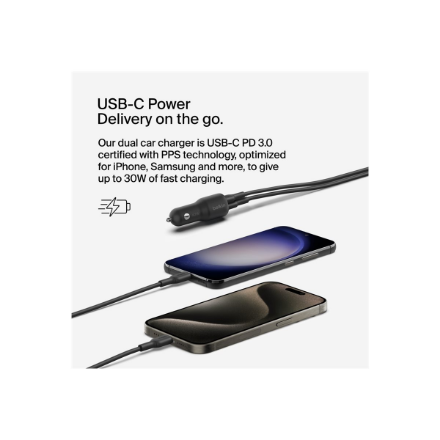 Belkin | BOOST CHARGE 42w-30w USB-C PD PPS + 12w USB-A Car Charger