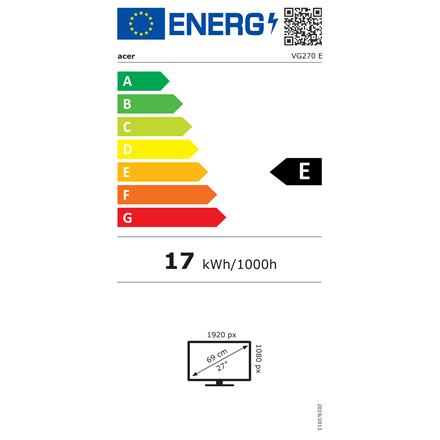 Acer VG270 Ebmiix | 27 " | IPS | FHD | 16:9 | 100 Hz | 1 ms | 1920 x 1080 pixels | 250 cd/m² | HDMI