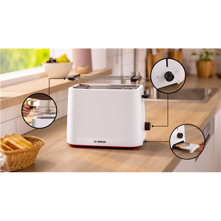 Bosch Compact Toaster | TAT3M121 MyMoment | Number of slots 2 | Housing material Plastic | White